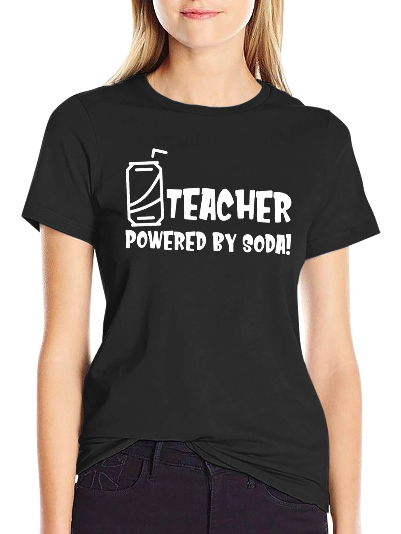 Teacher Powered by Soda Black T-Shirt