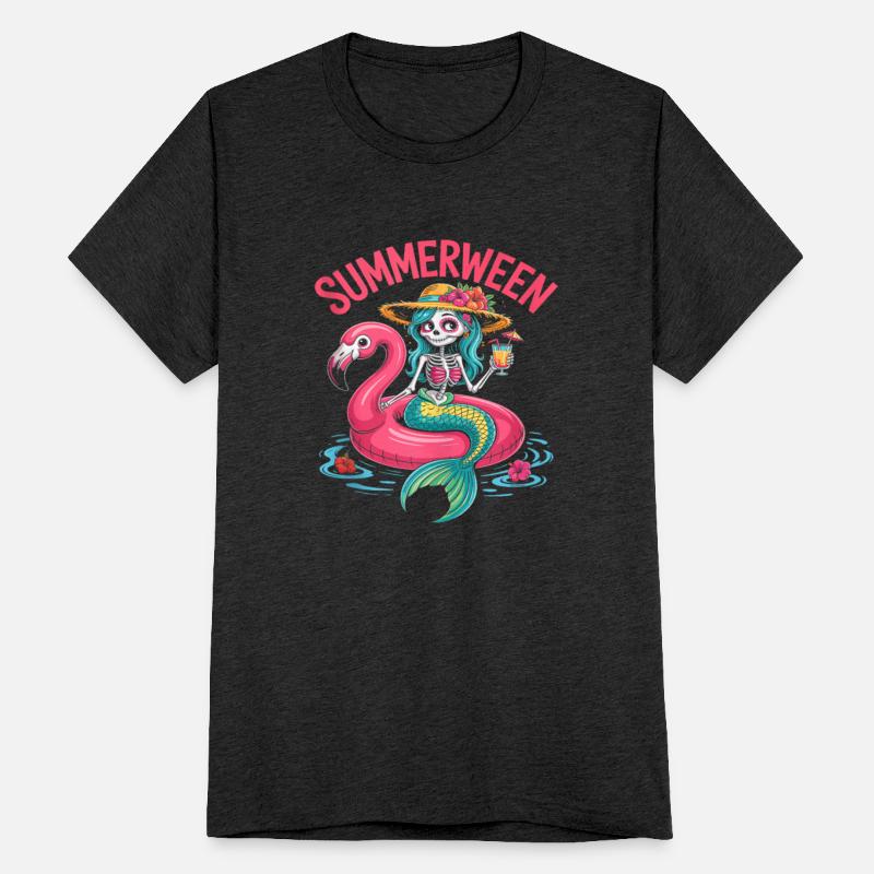 Skeleton Mermaid Flamingo Spooky Summer Party S
