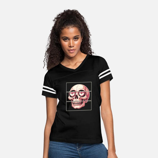 Skull with Heart Eyes - Quirky Gothic Design