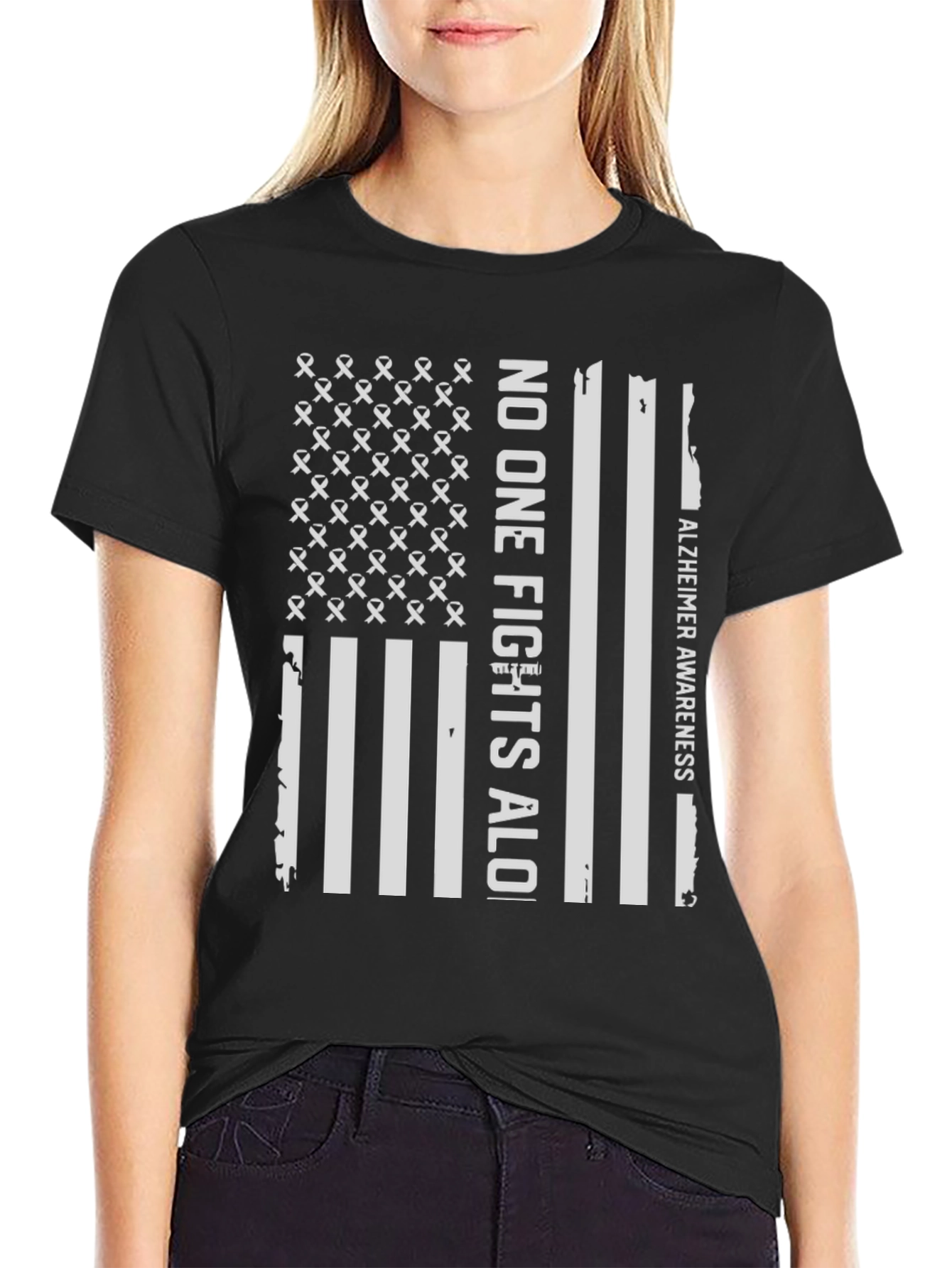 Alzheimer Awareness T-Shirt: No One Fights Alone