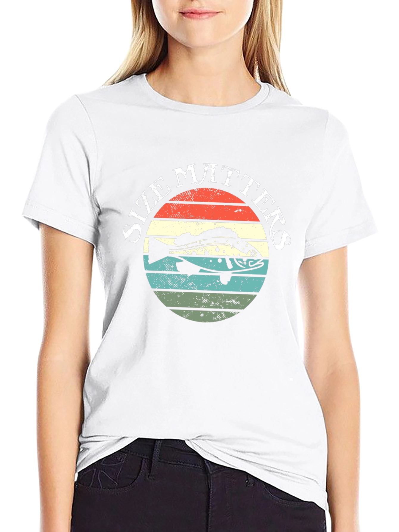 Size Matters Fish Graphic T-Shirt - Black