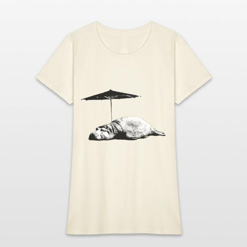 Sleeping hippo with parasol