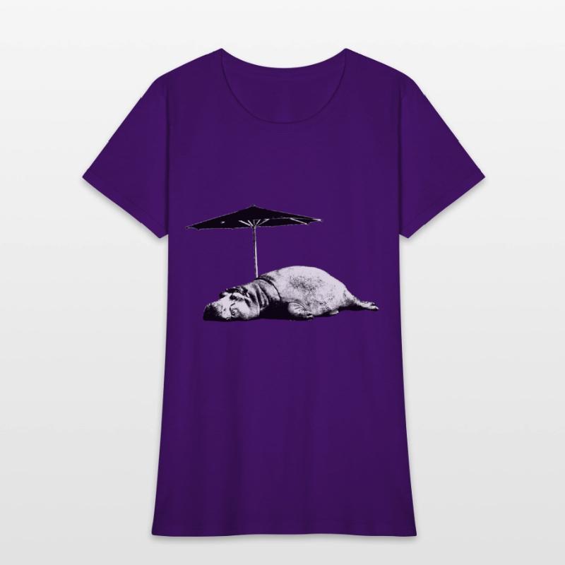 Sleeping hippo with parasol