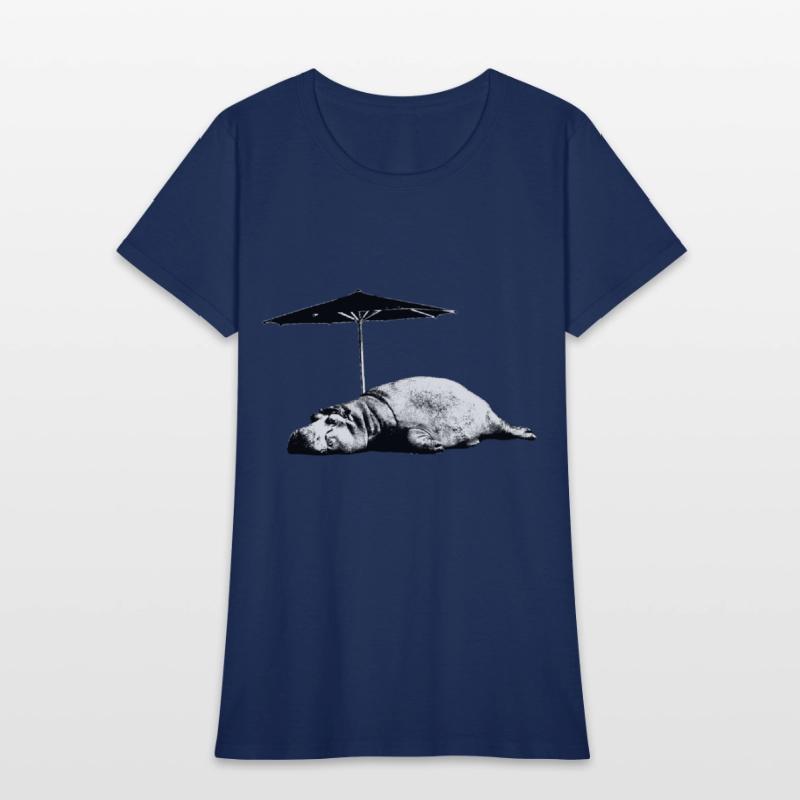 Sleeping hippo with parasol