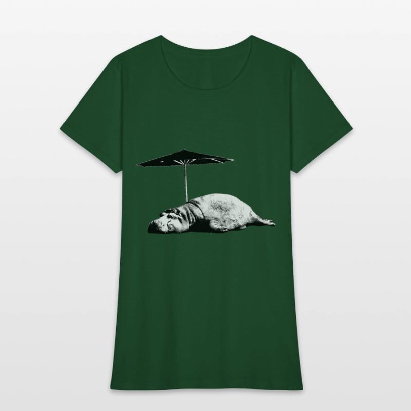 Sleeping hippo with parasol