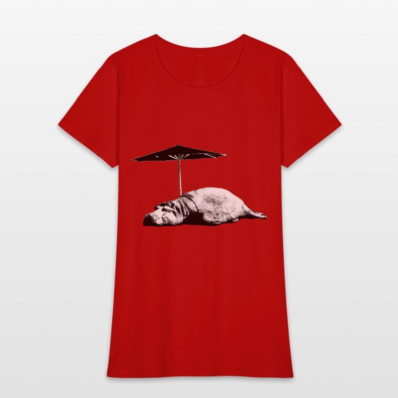 Sleeping hippo with parasol