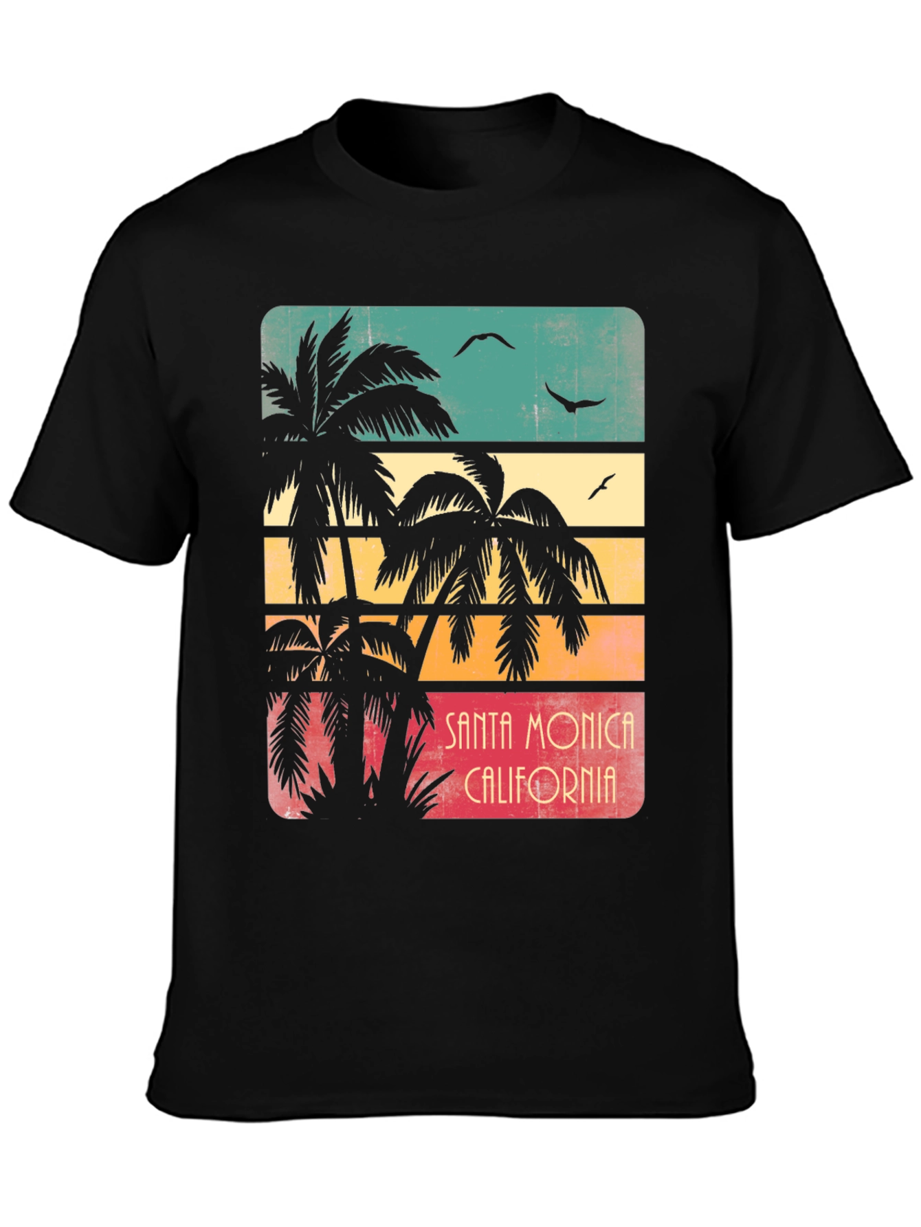 Santa Monica Palm Tree Retro Graphic T-Shirt