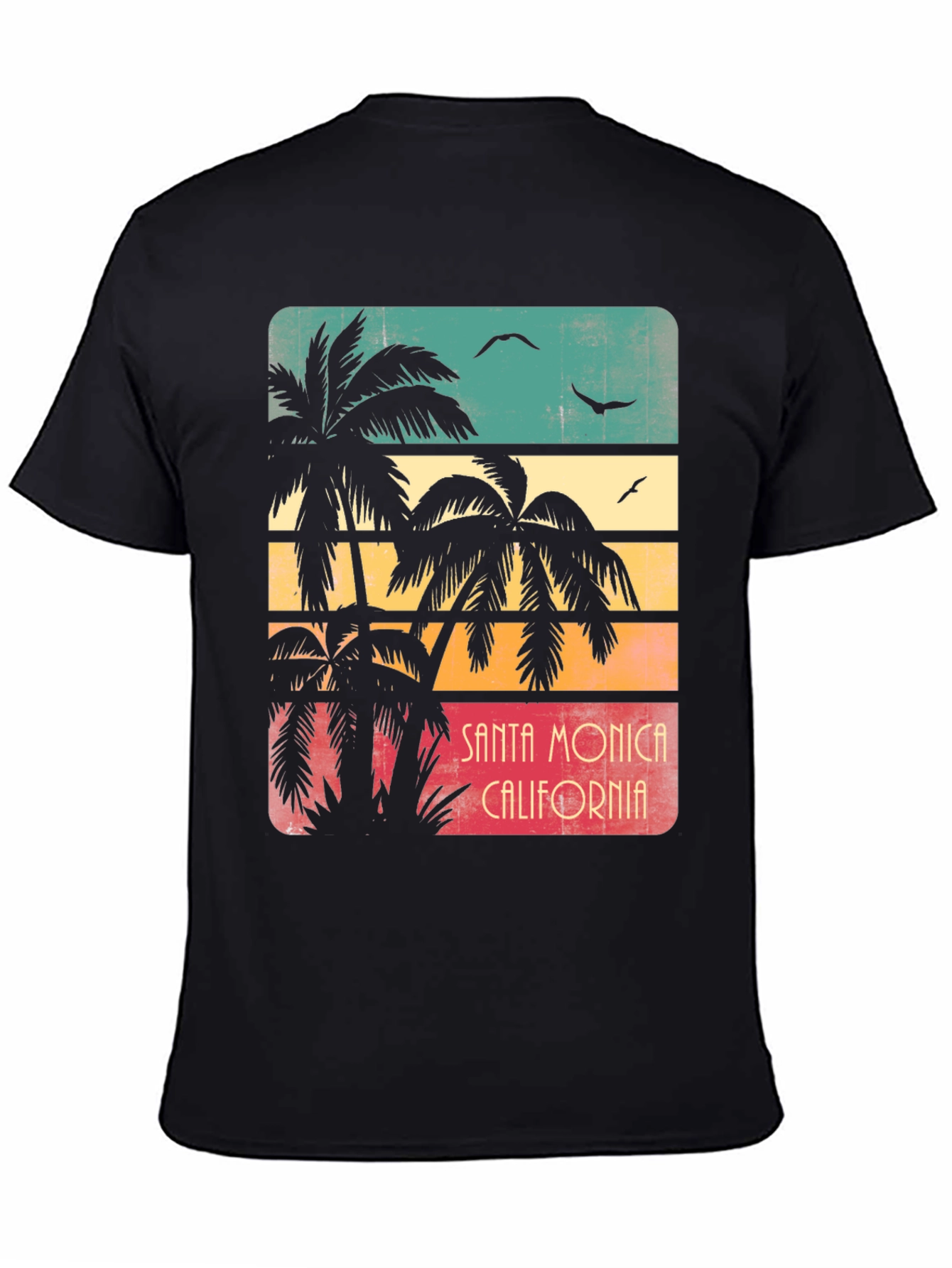 Santa Monica Palm Tree Retro Graphic T-Shirt