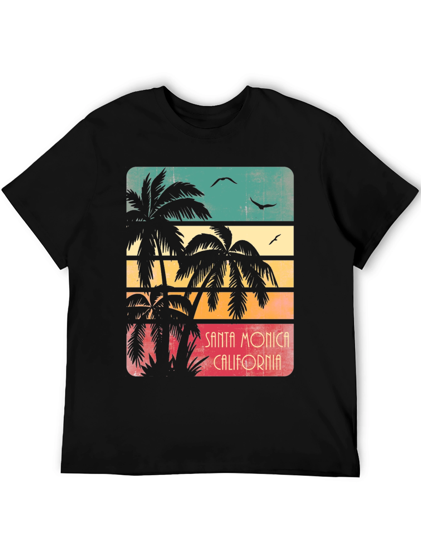 Santa Monica Palm Tree Retro Graphic T-Shirt