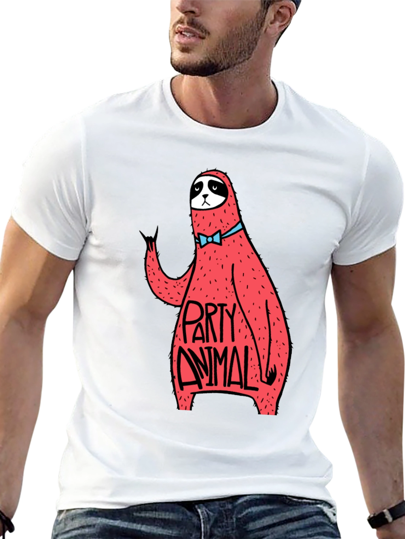 Party Animal Sloth Graphic Tee - Black