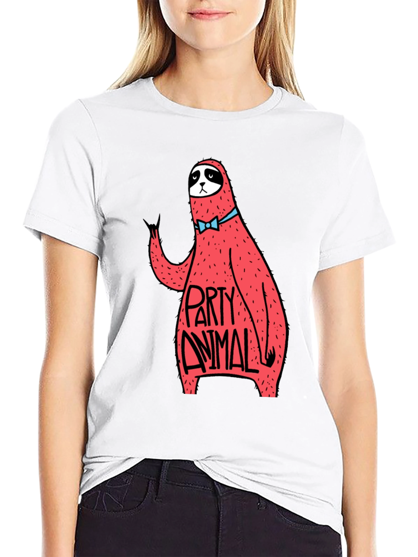 Party Animal Sloth Graphic Tee - Black