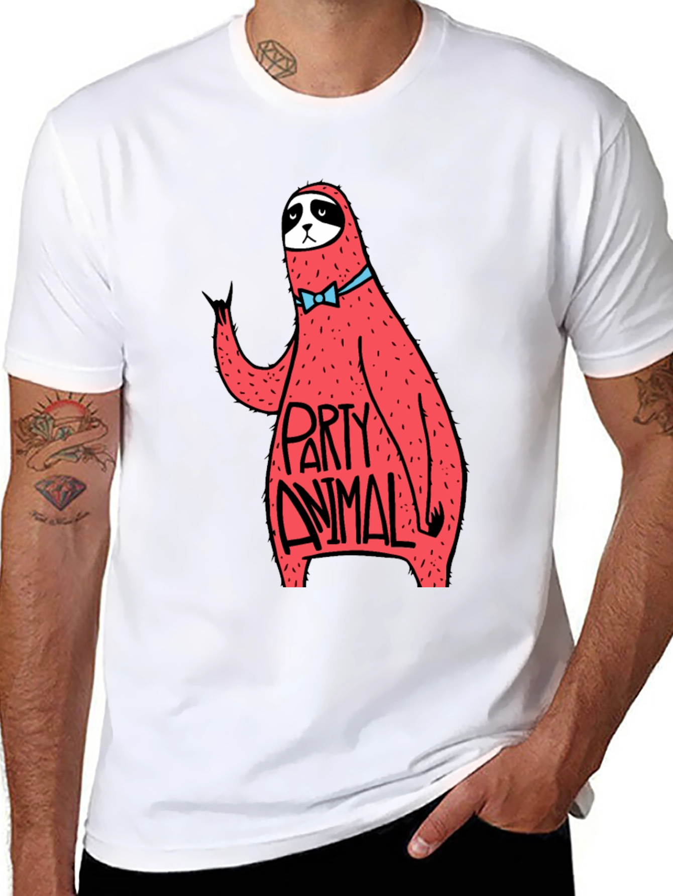 Party Animal Sloth Graphic Tee - Black