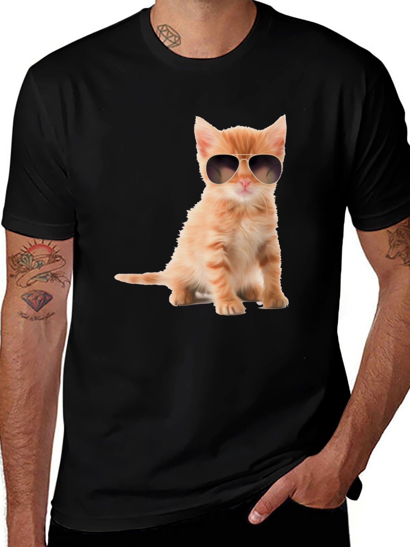 Cool Cat T-Shirt - Black Kitten Tee