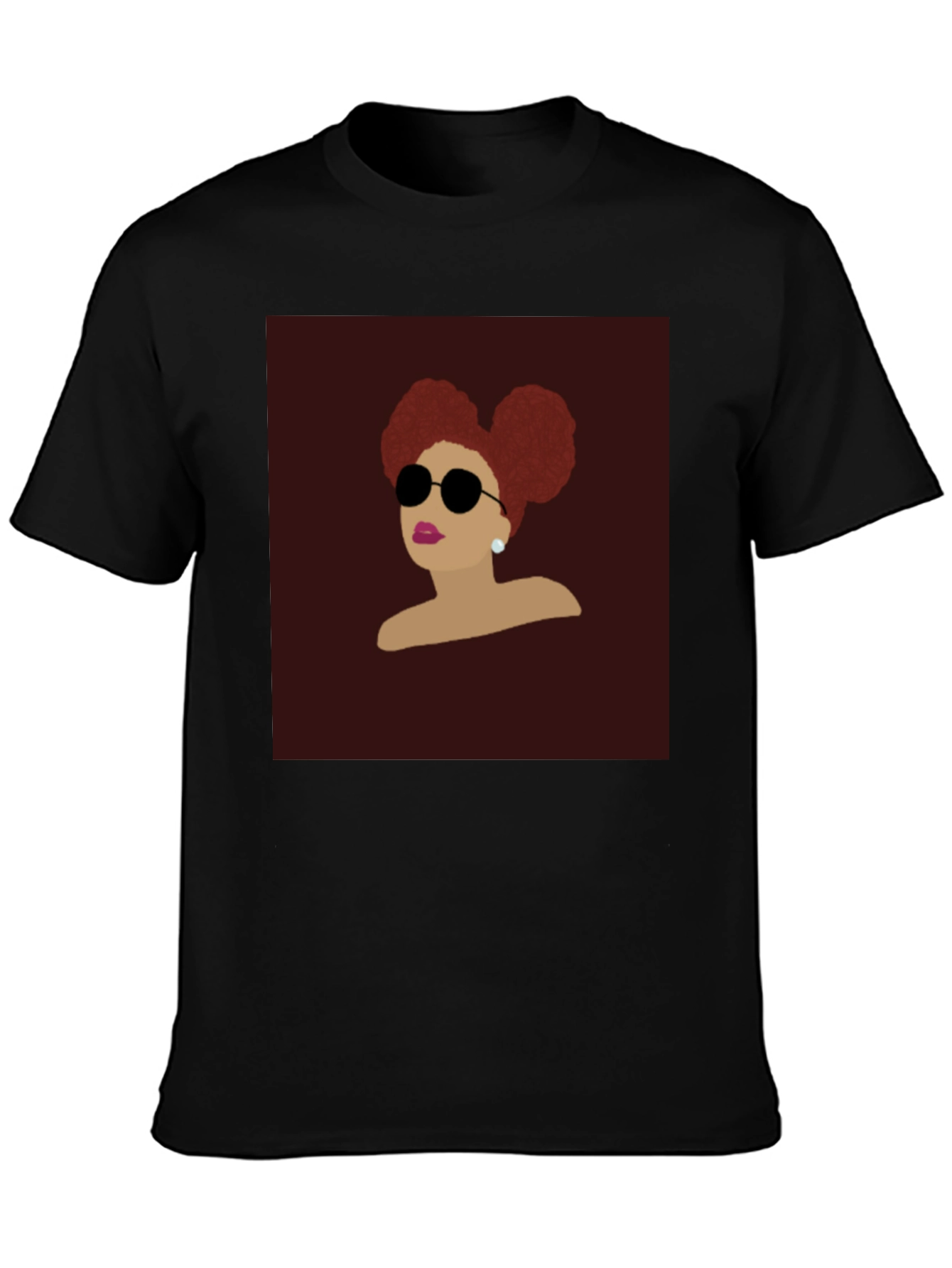 Retro Woman Afro Puff Black T-Shirt