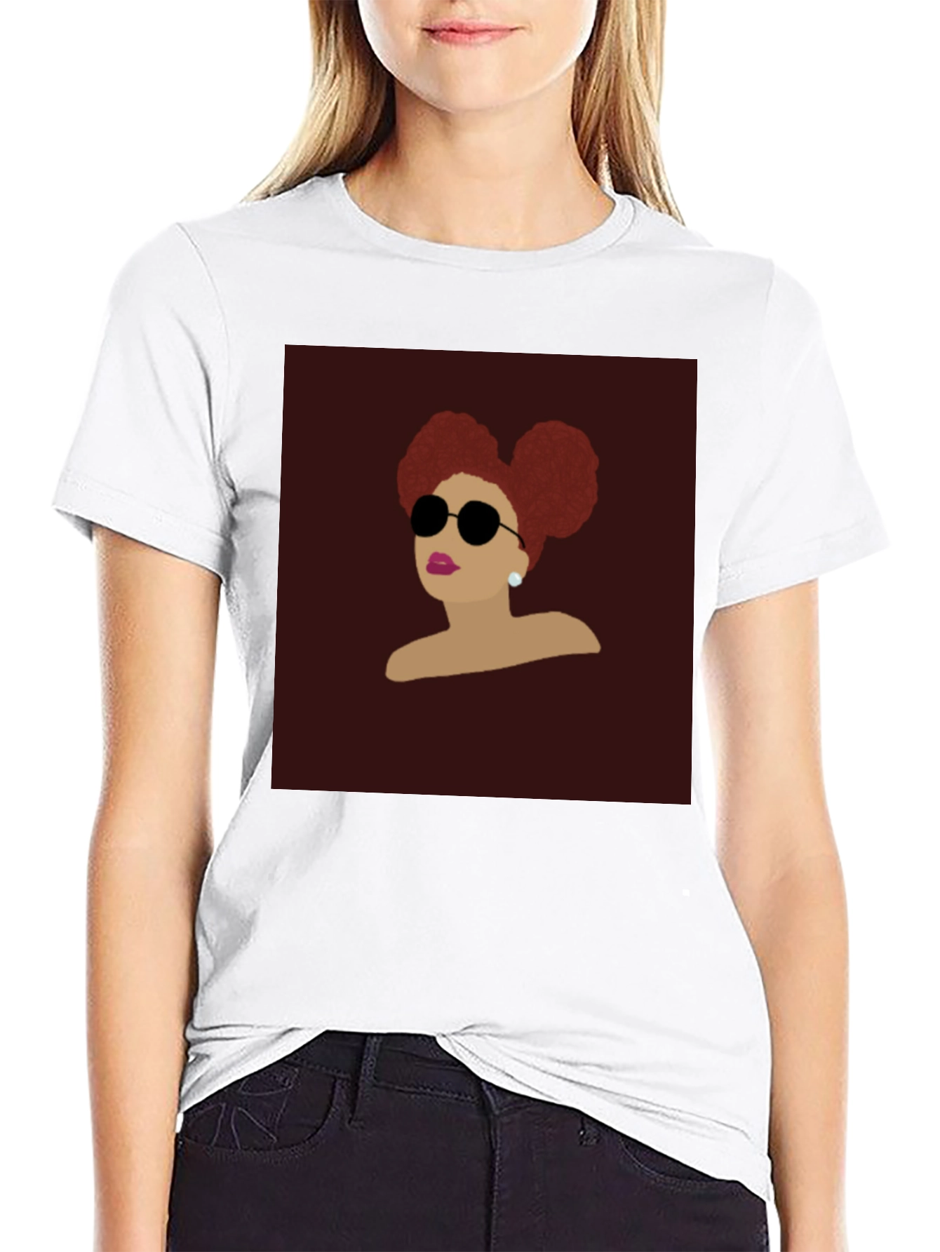 Retro Woman Afro Puff Black T-Shirt