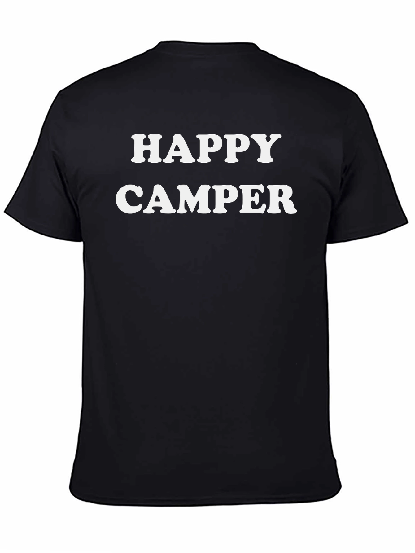 Happy Camper Graphic Tee - Unisex Black Cotton T-Shirt