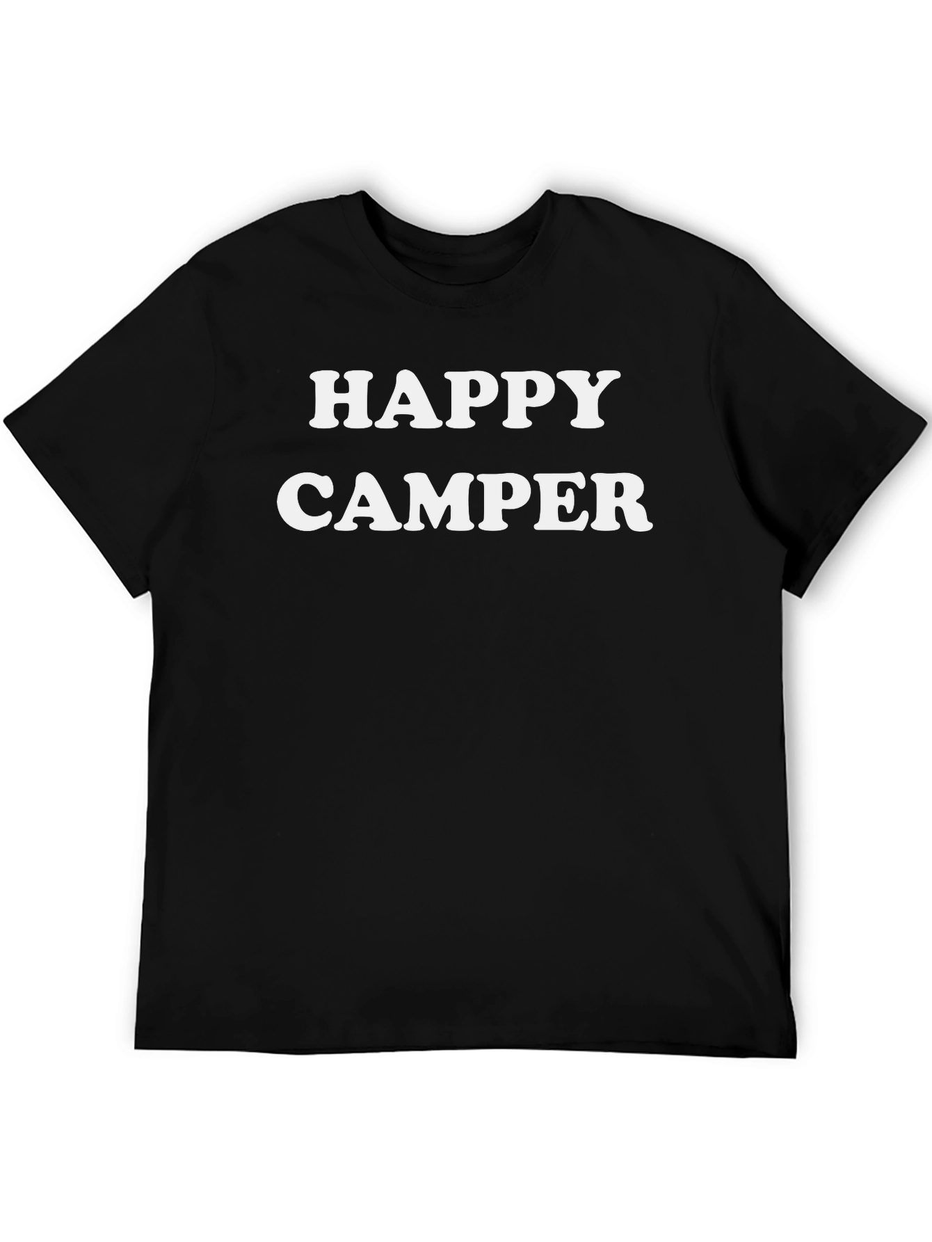 Happy Camper Graphic Tee - Unisex Black Cotton T-Shirt