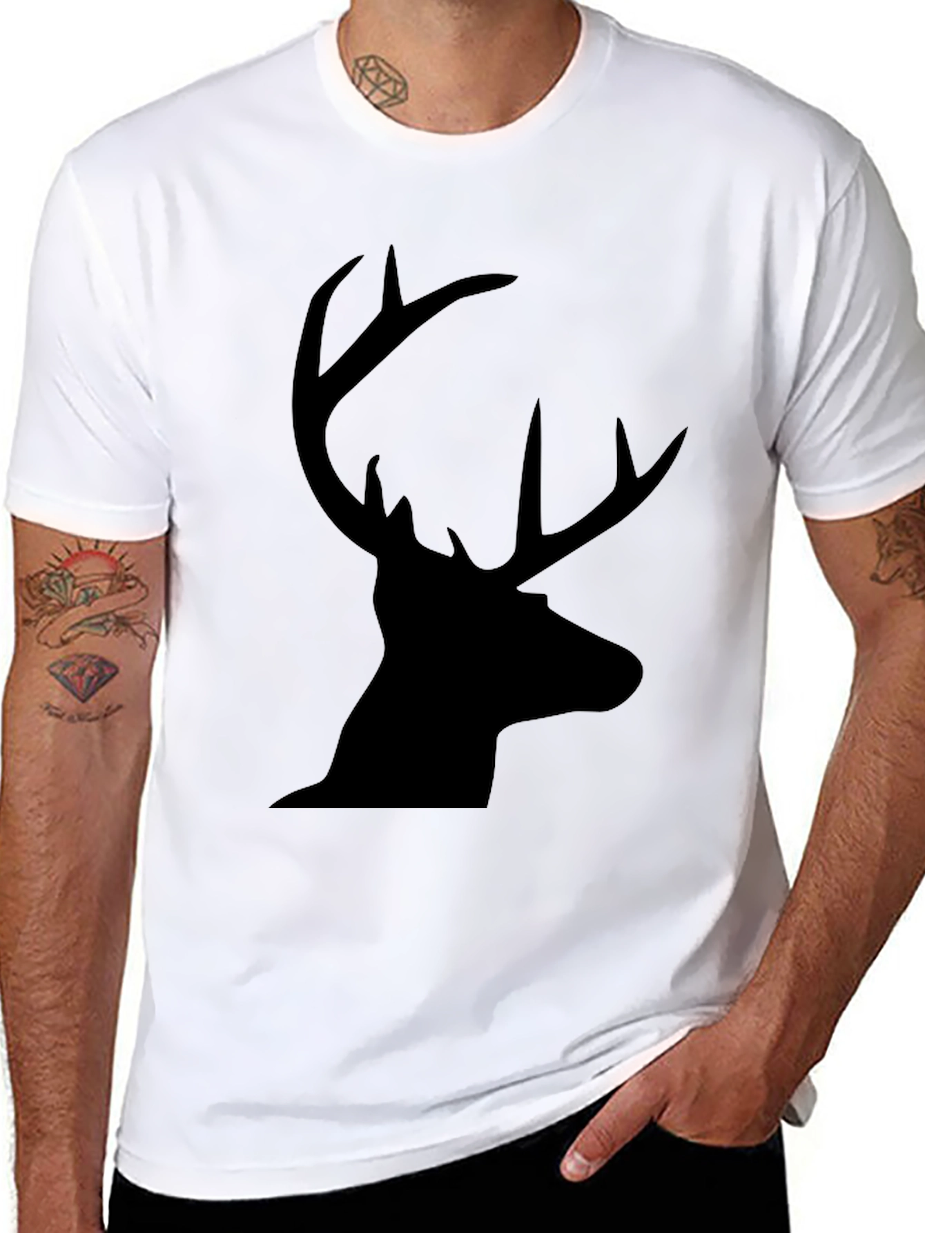 Mens Black Deer Graphic Tee - Classic Fit