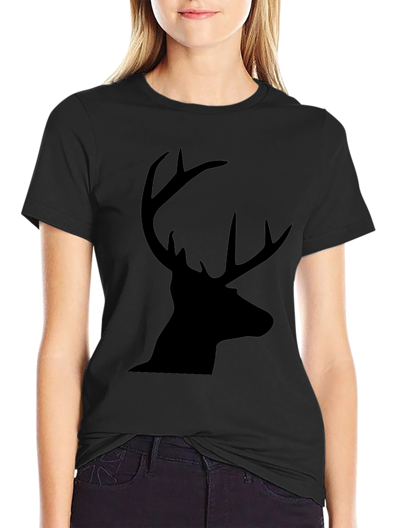 Mens Black Deer Graphic Tee - Classic Fit