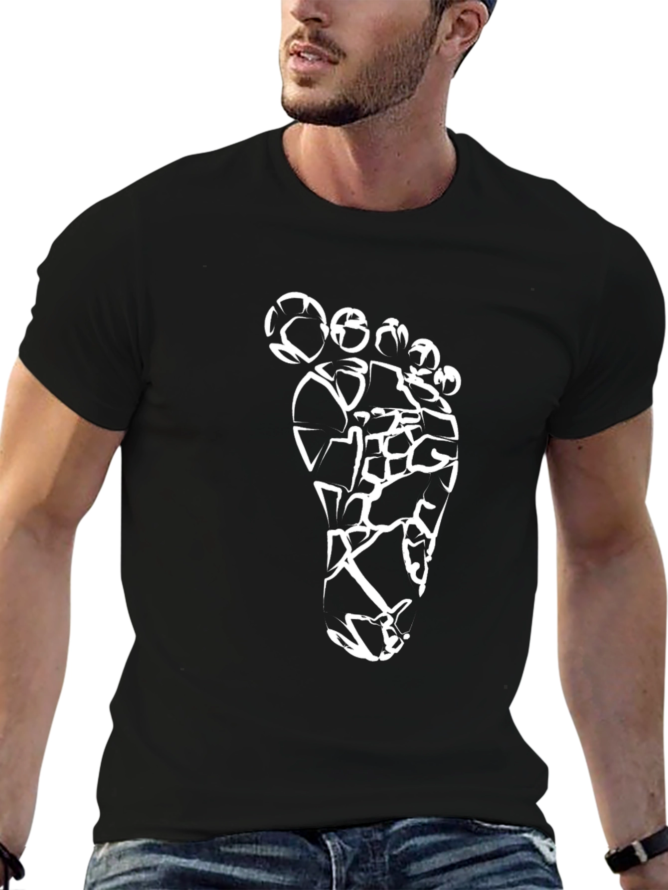 Abstract Footprint Black T-Shirt