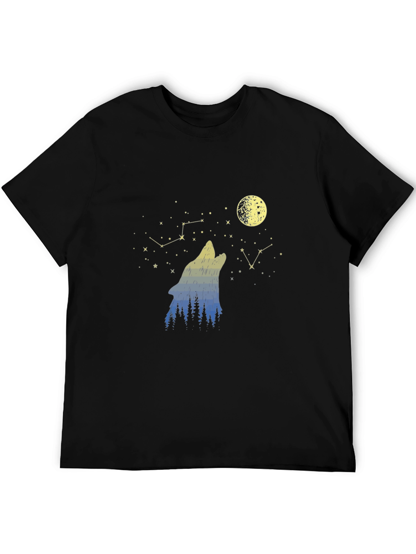 Wolf Howling at Moon T-Shirt - Black