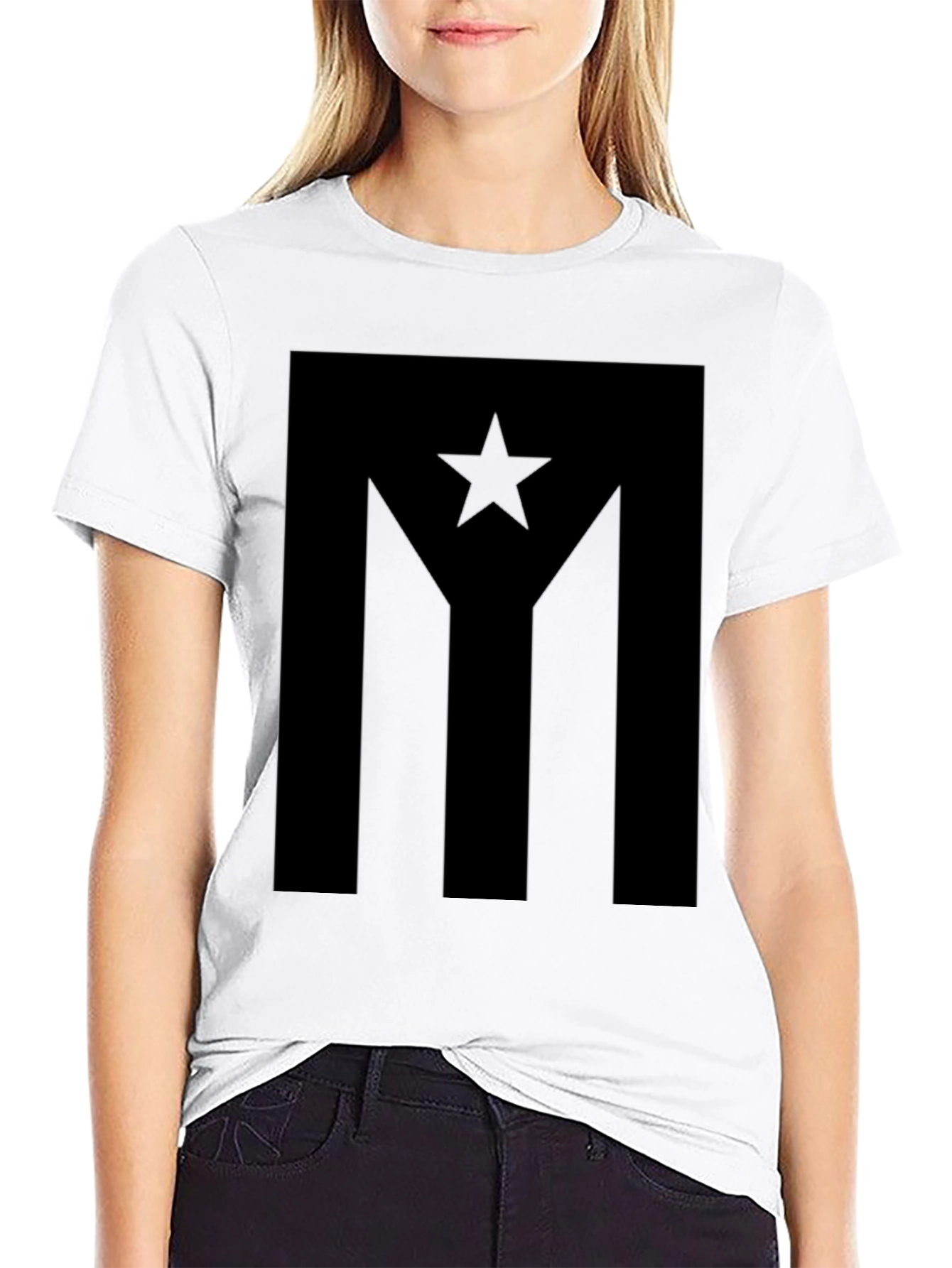 Stylish Black Puerto Rico Flag Graphic T-Shirt