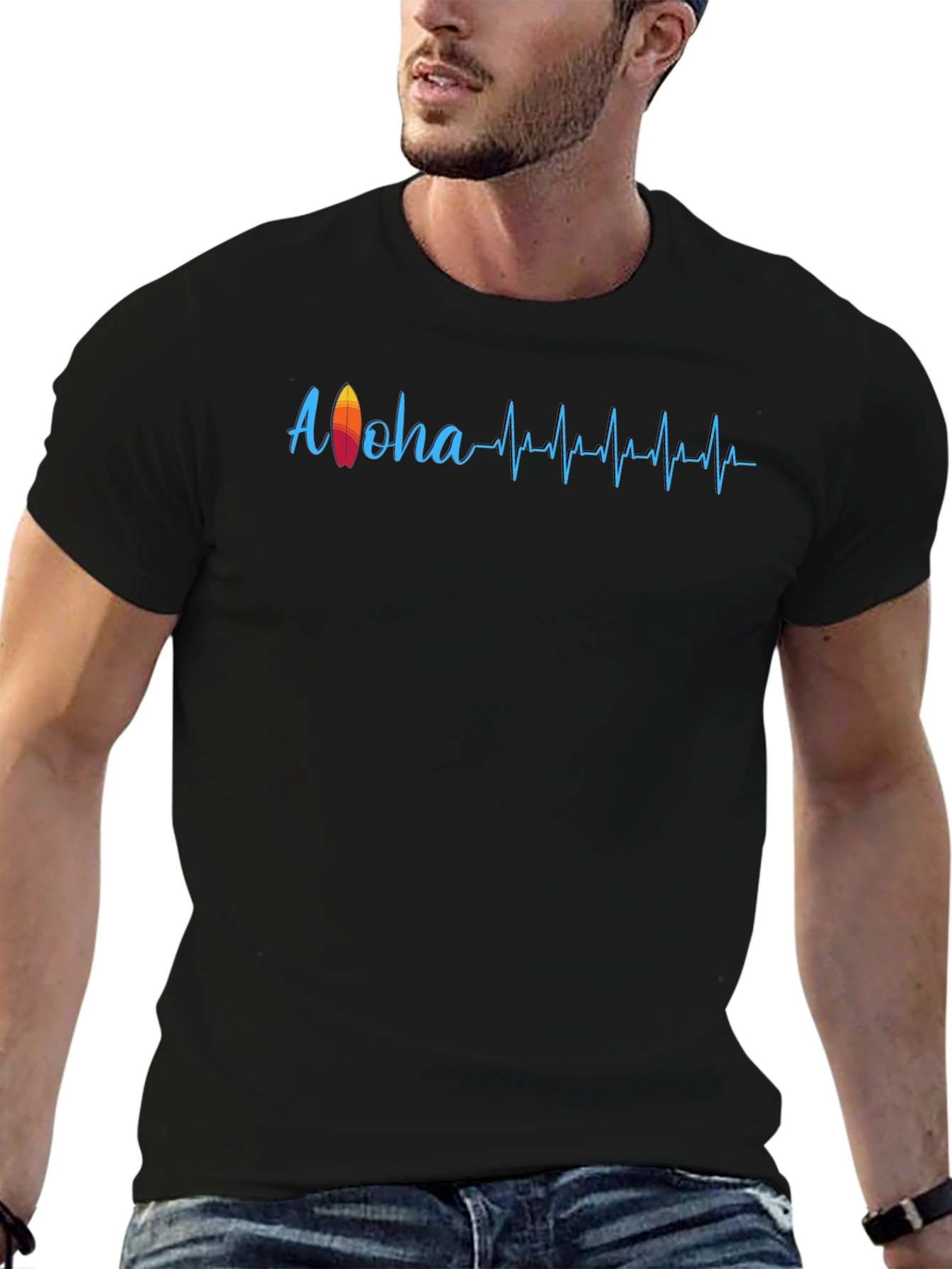 Aloha Surf Heartbeat T-Shirt - Black