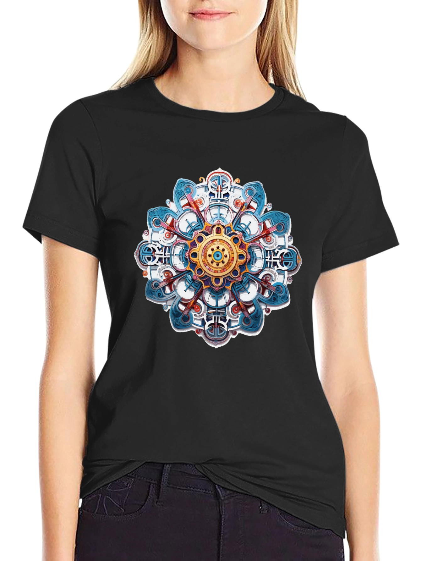 Mandala Design Black T-Shirt