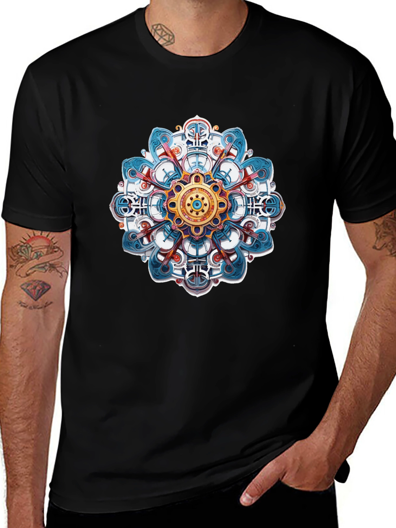 Mandala Design Black T-Shirt