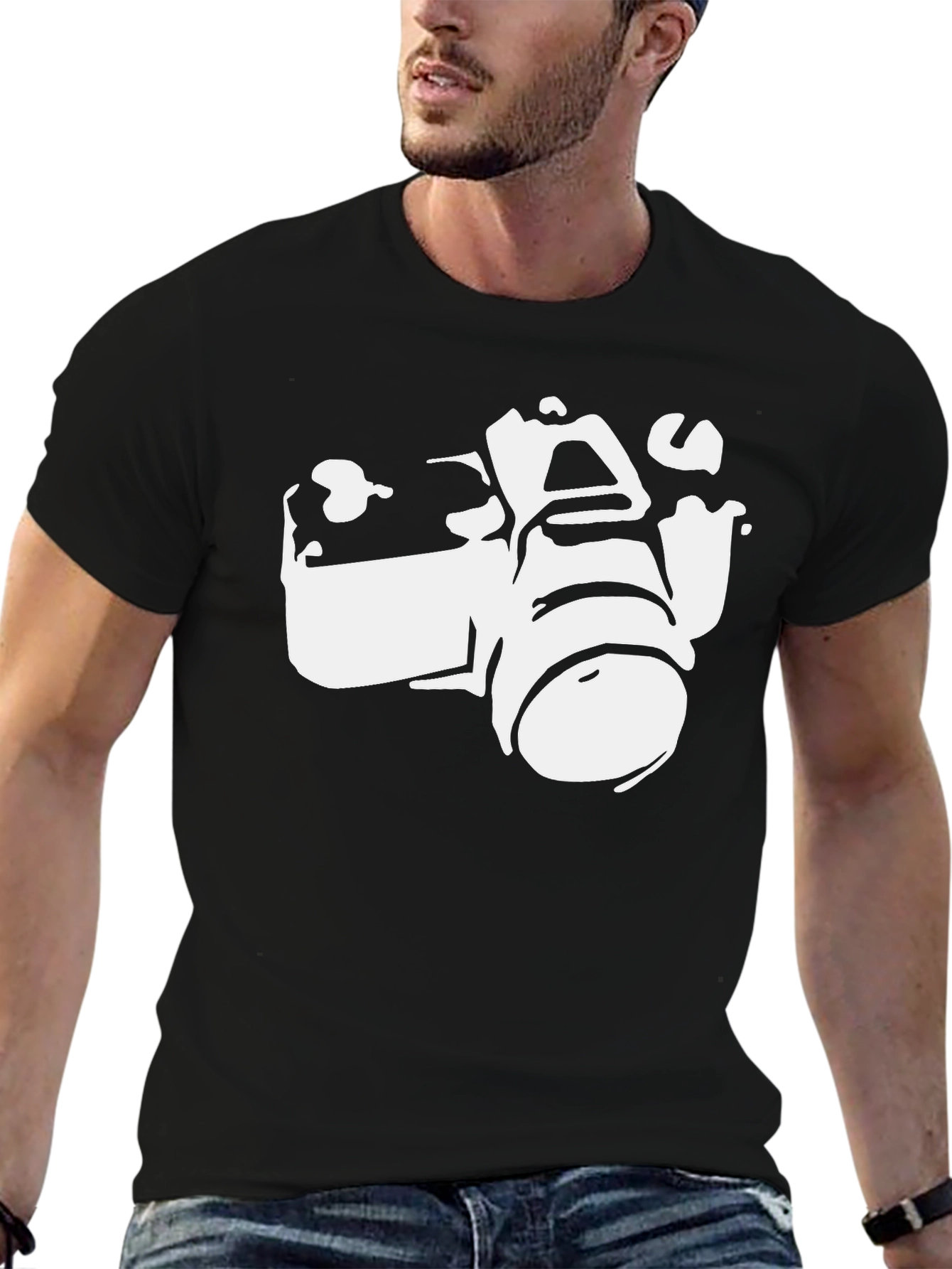 Camera Graphic Print Black T-Shirt