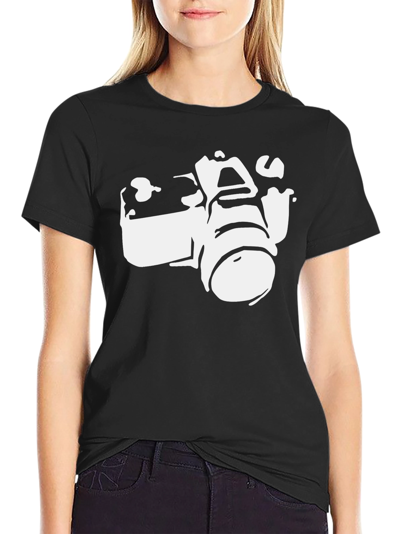 Camera Graphic Print Black T-Shirt
