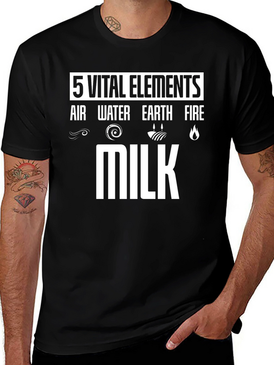 5 Vital Elements Milk Graphic T-Shirt