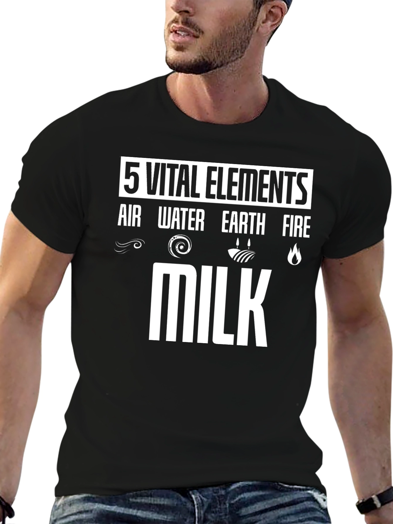 5 Vital Elements Milk Graphic T-Shirt