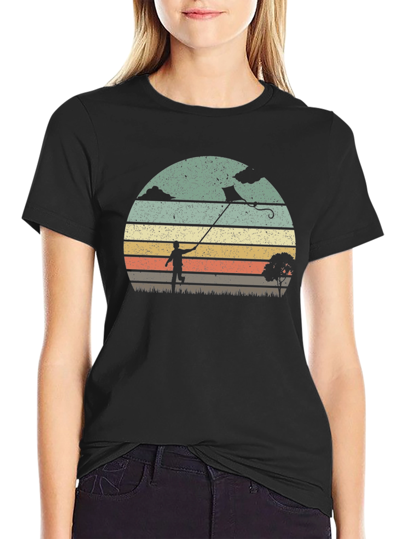 Retro Kite Flying Graphic T-Shirt