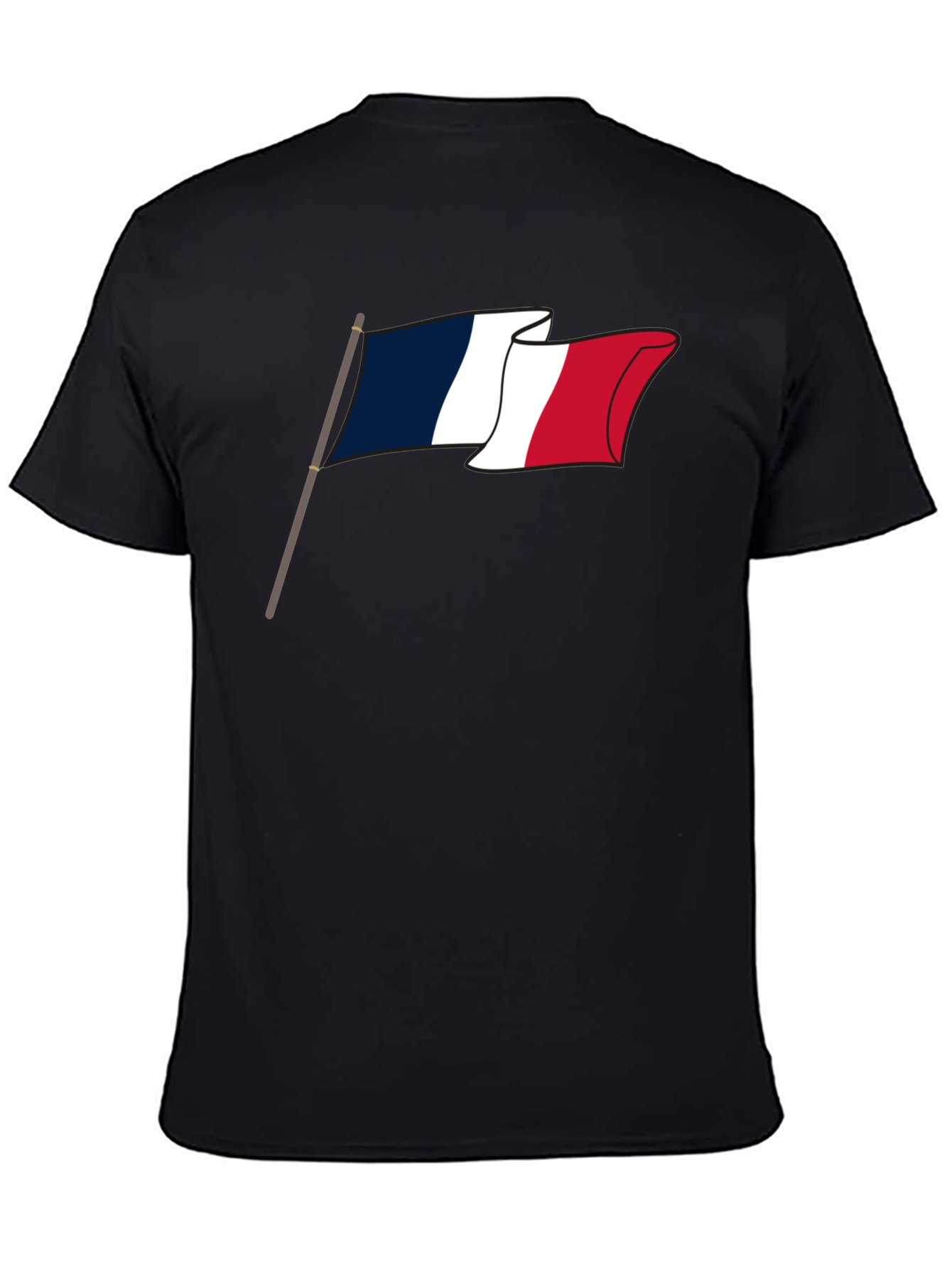 French Flag Graphic Tee - Black Casual T-Shirt