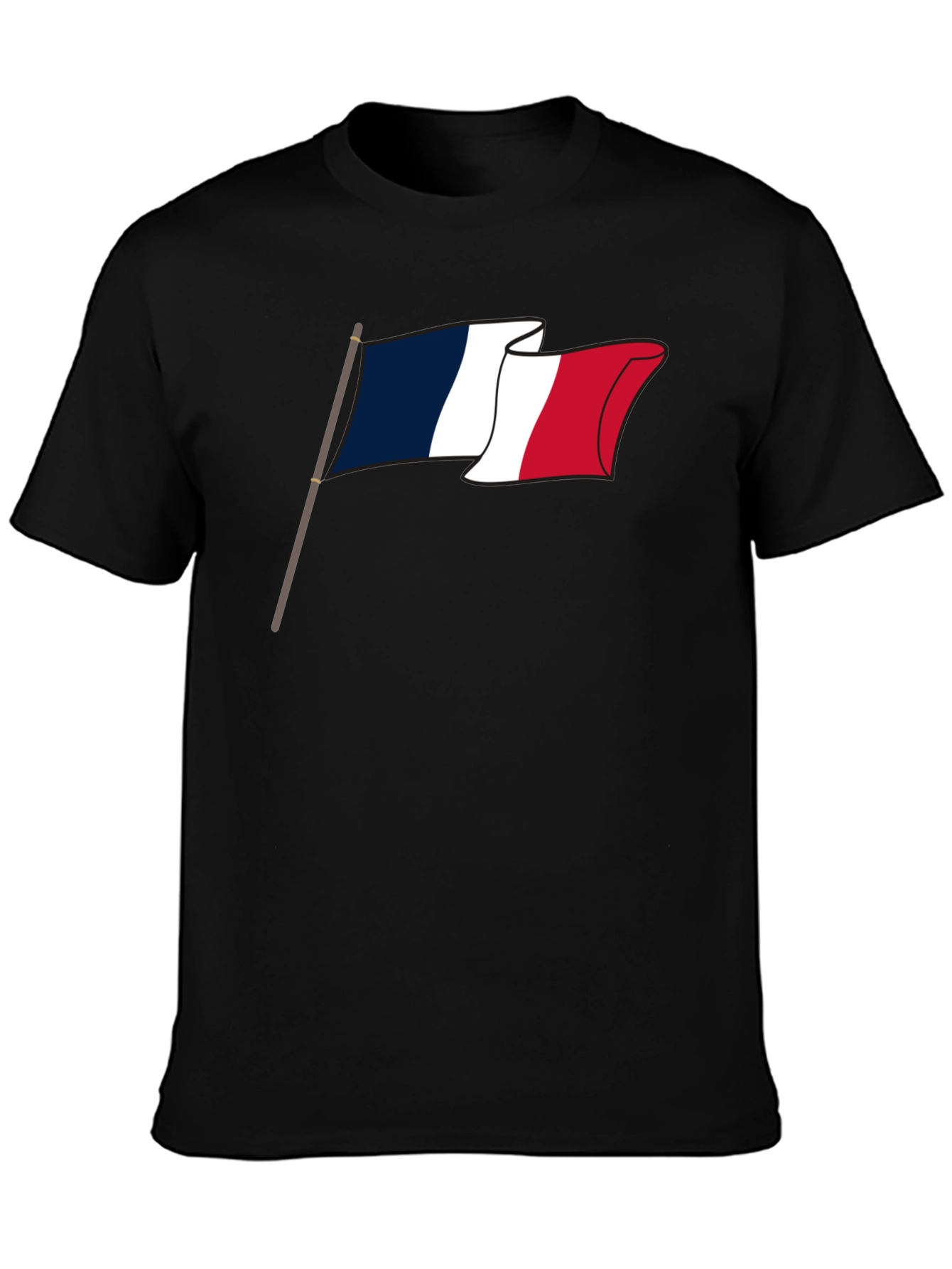 French Flag Graphic Tee - Black Casual T-Shirt