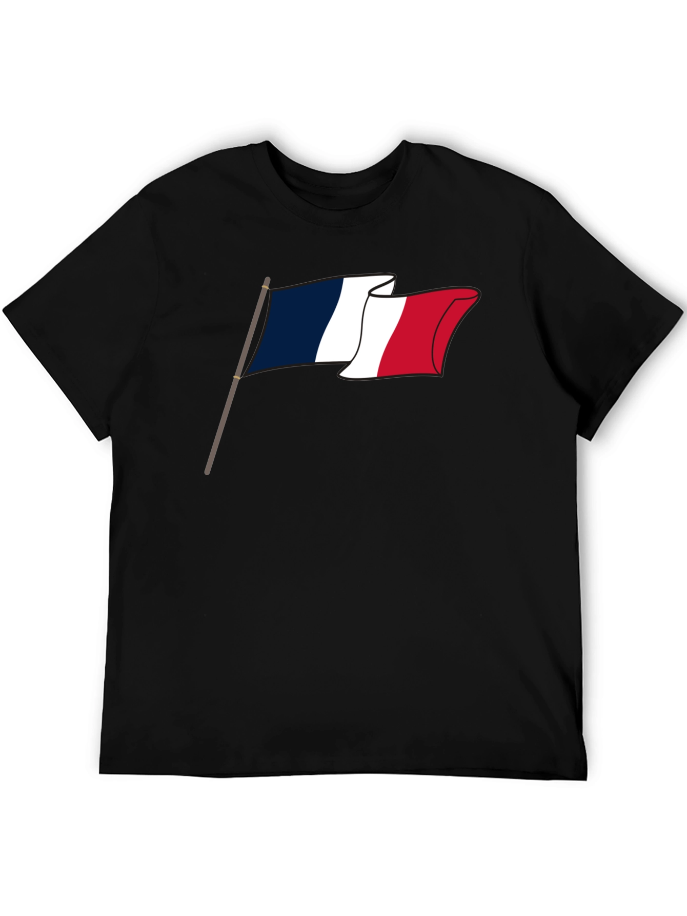 French Flag Graphic Tee - Black Casual T-Shirt
