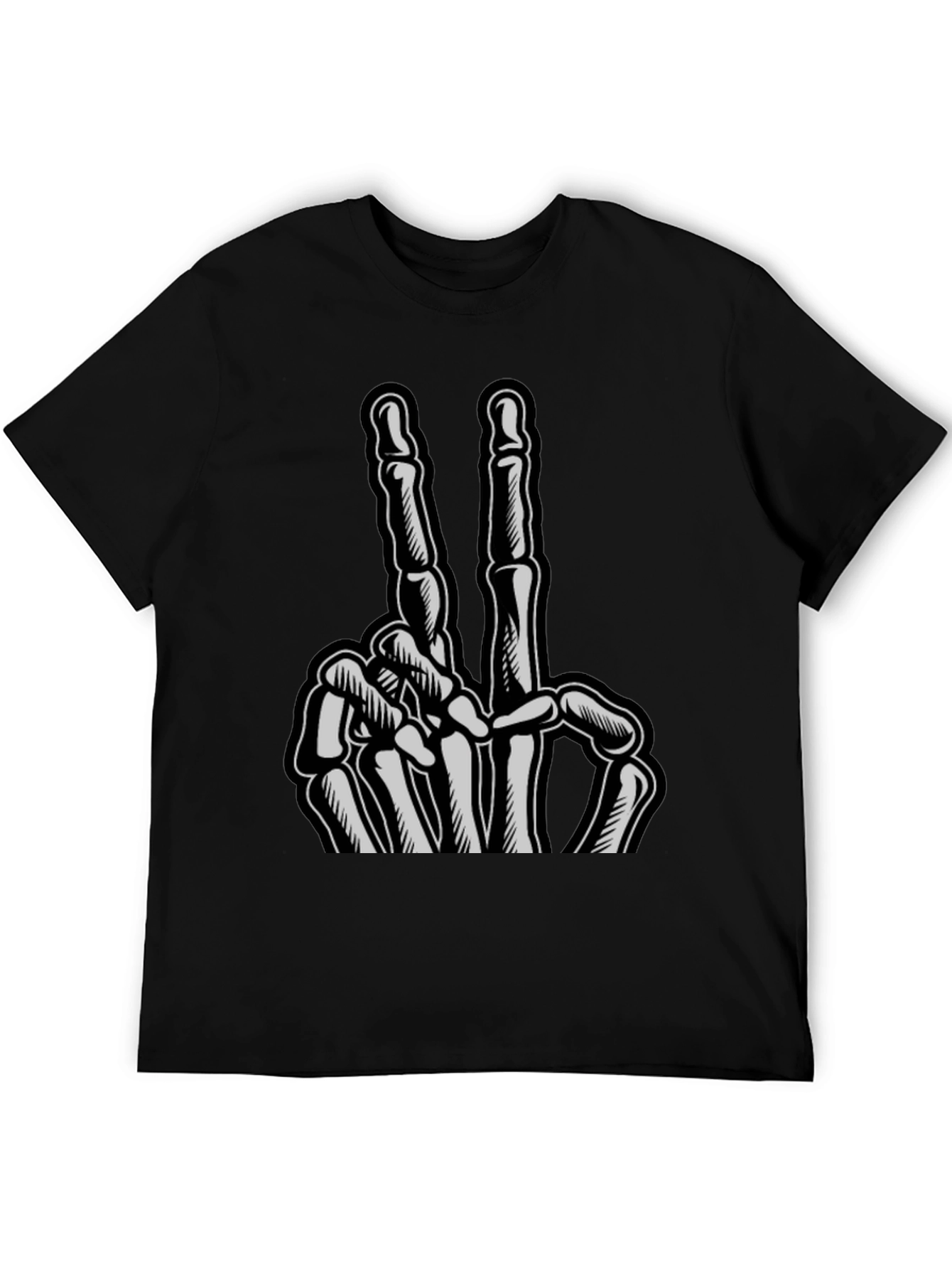Skeleton Hand Peace Sign Graphic Tee