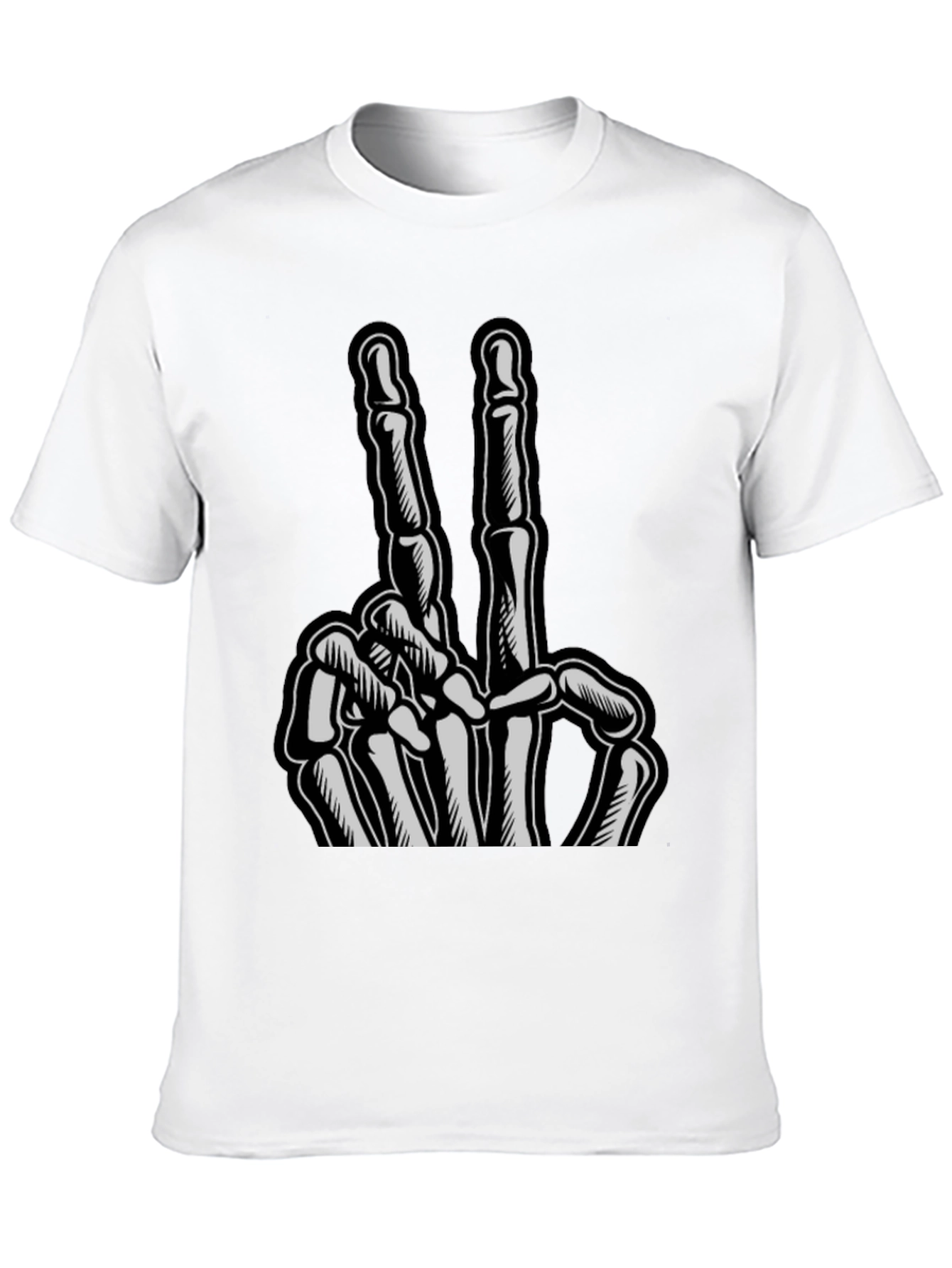 Skeleton Hand Peace Sign Graphic Tee