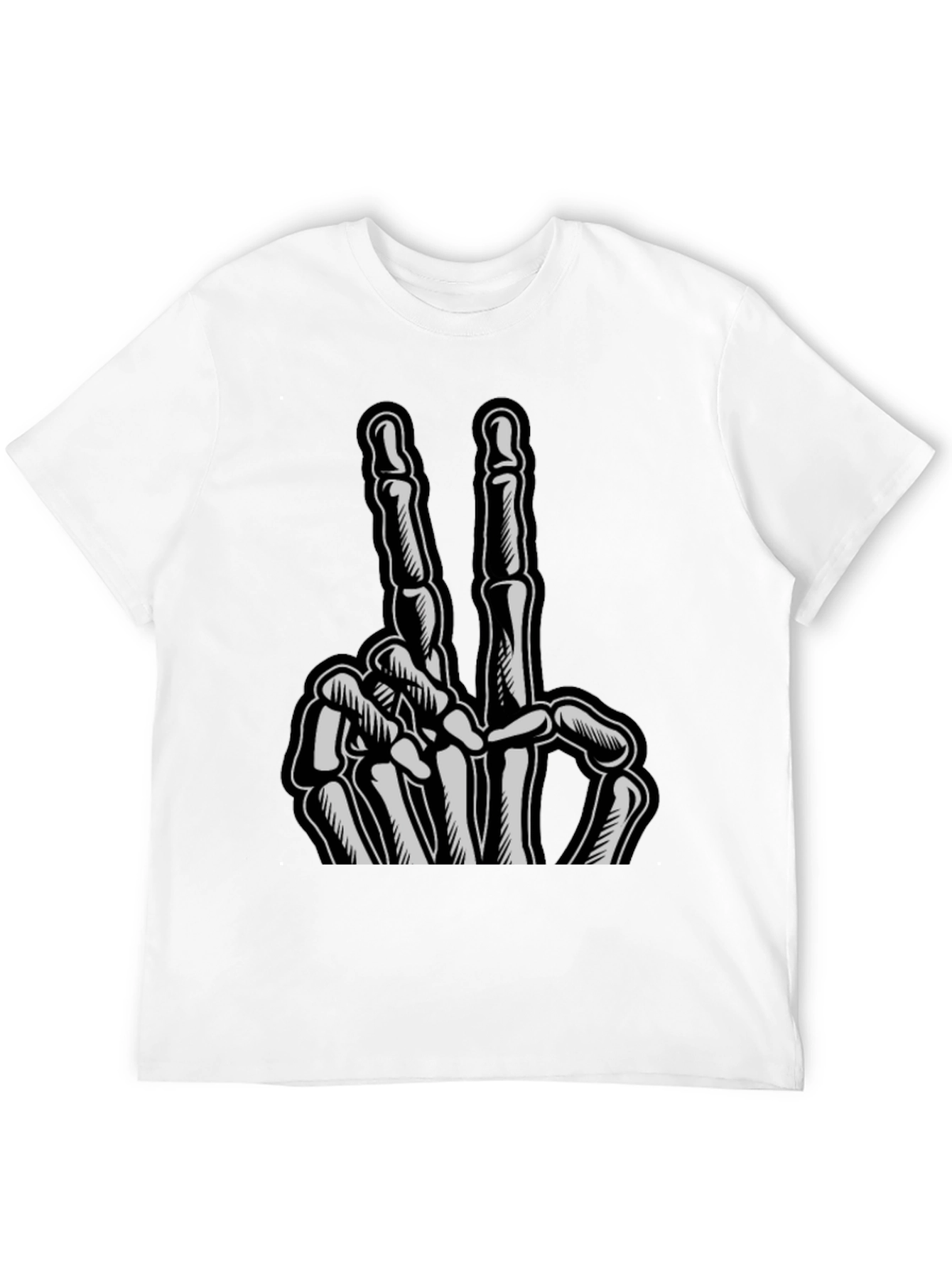 Skeleton Hand Peace Sign Graphic Tee