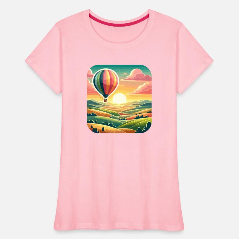 Sunrise Soar: Hot Air Balloon Over Hills