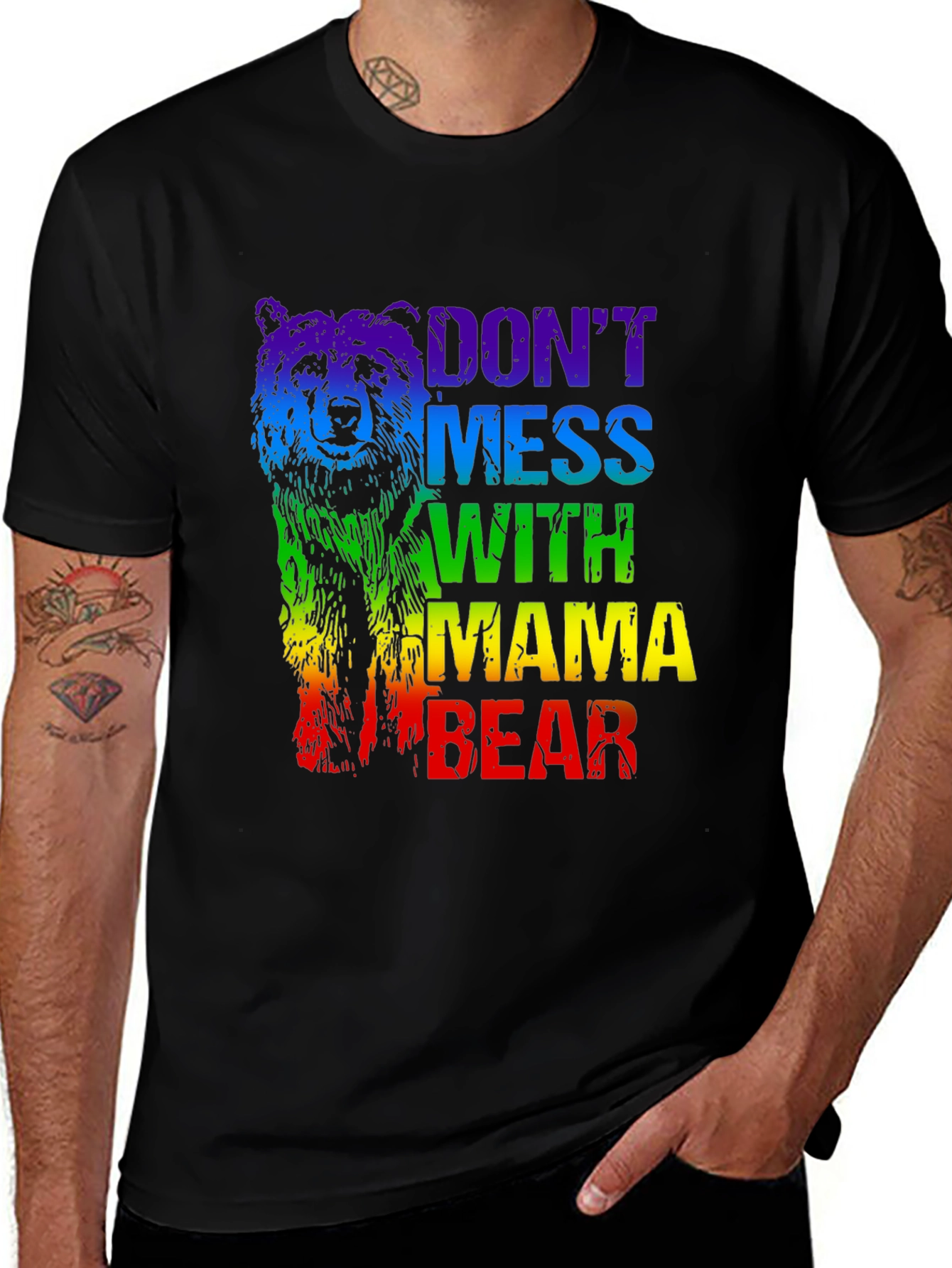 Mama Bear Rainbow Graphic T-Shirt