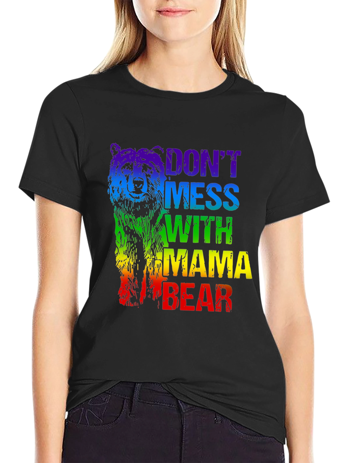 Mama Bear Rainbow Graphic T-Shirt