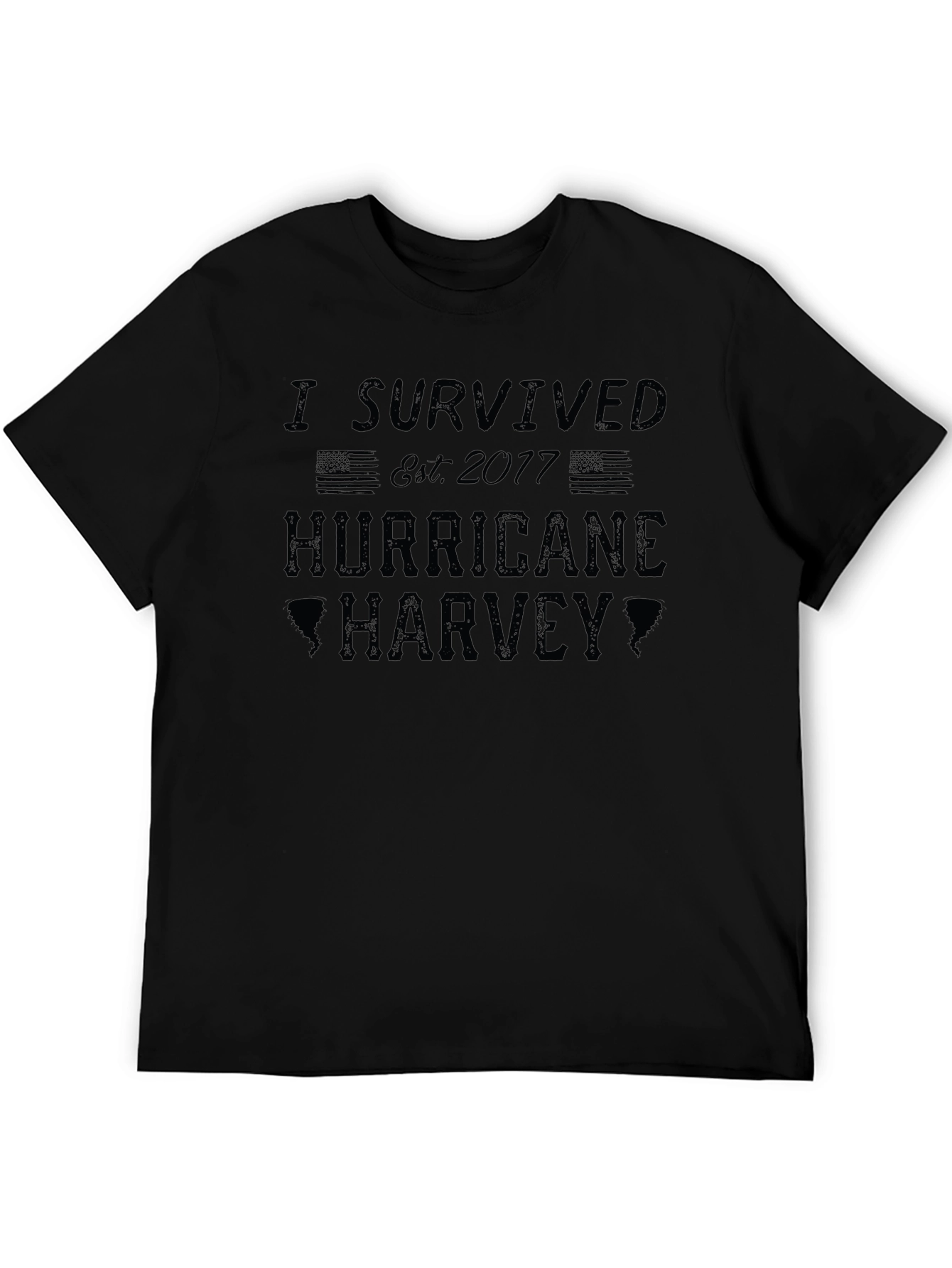 I Survived Hurricane Harvey Black Graphic T-Shirt
