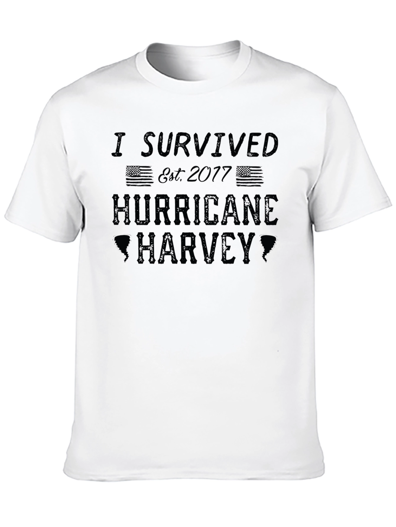 I Survived Hurricane Harvey Black Graphic T-Shirt