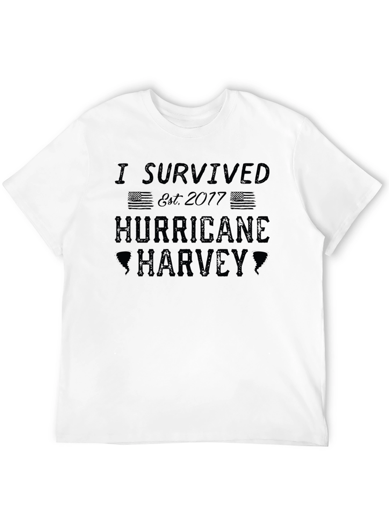 I Survived Hurricane Harvey Black Graphic T-Shirt