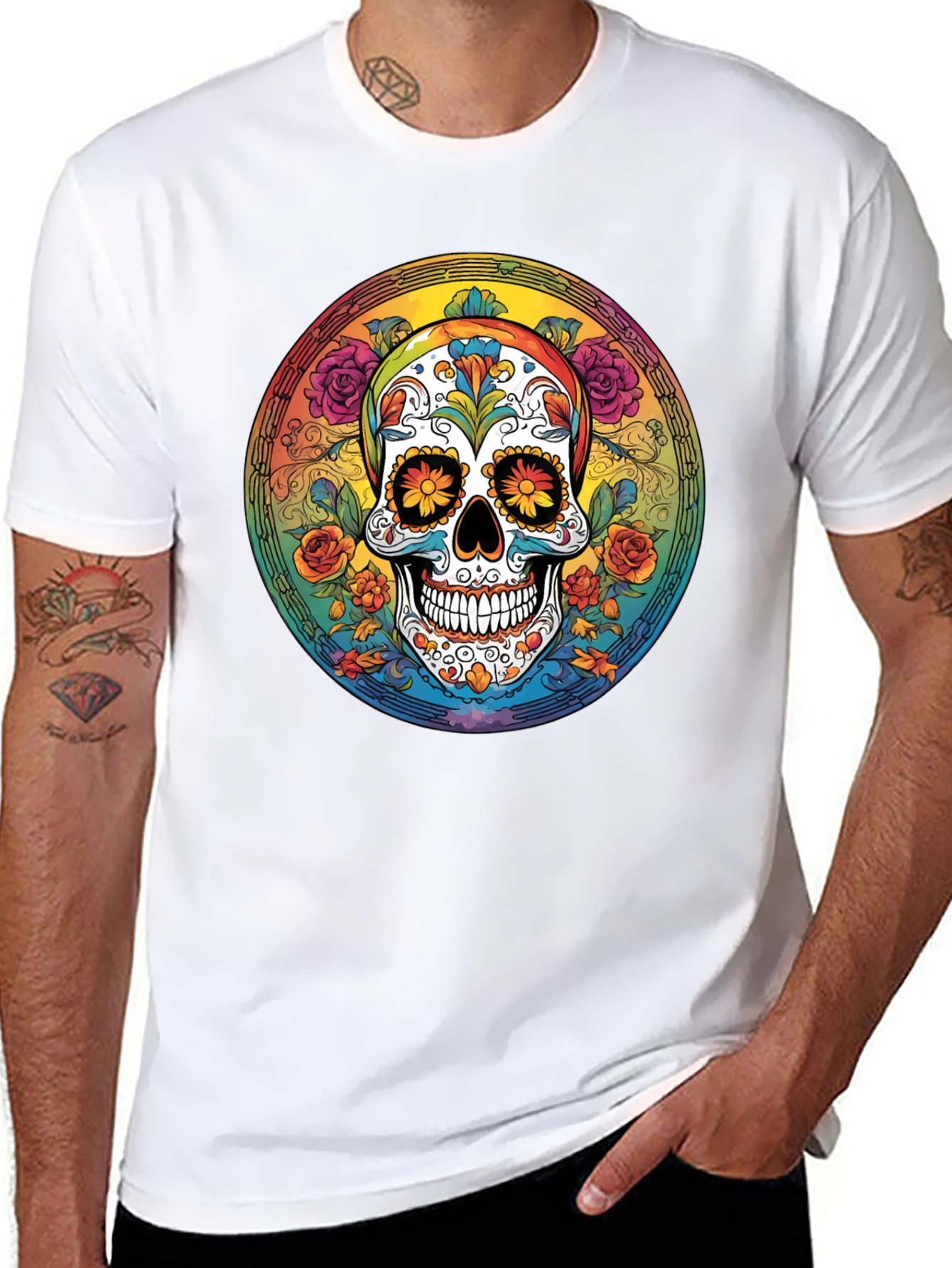 Day of the Dead Skull Graphic Tee