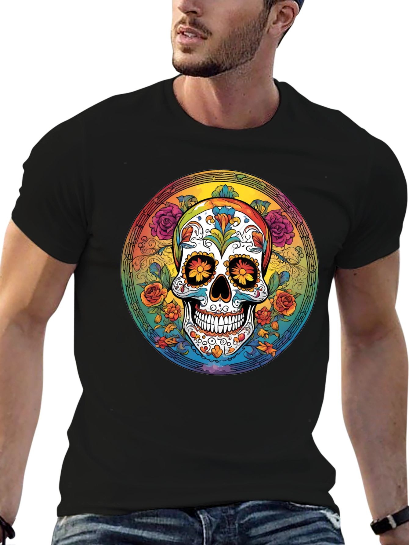 Day of the Dead Skull Graphic Tee