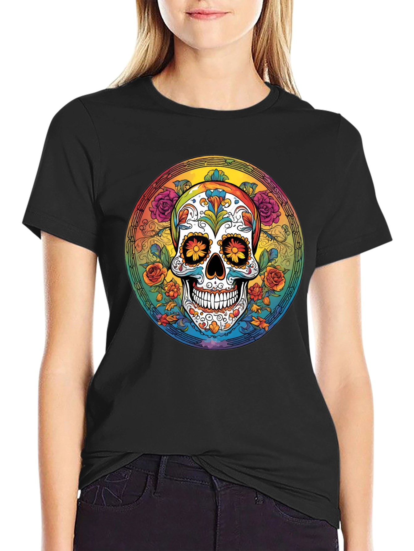 Day of the Dead Skull Graphic Tee