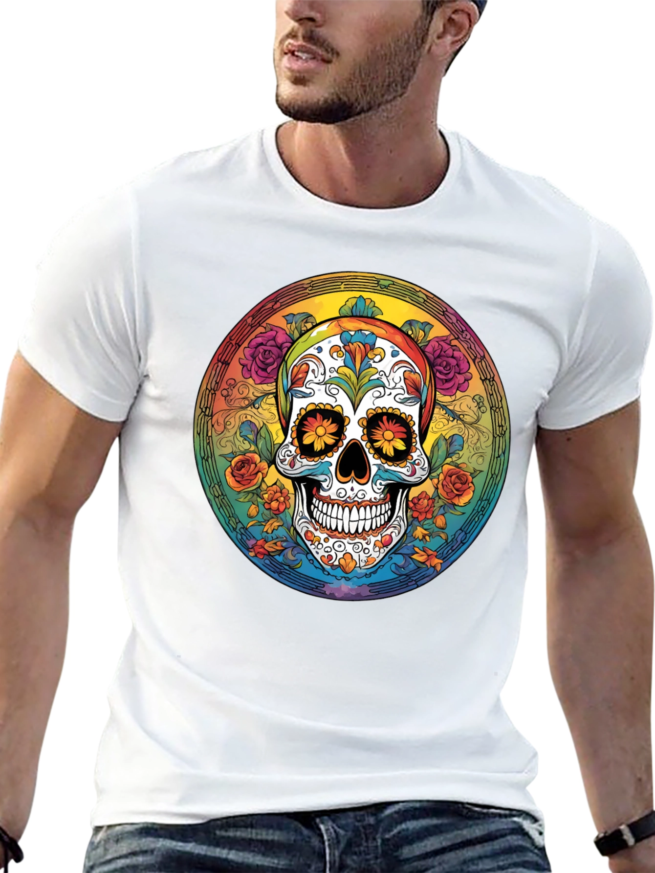 Day of the Dead Skull Graphic Tee